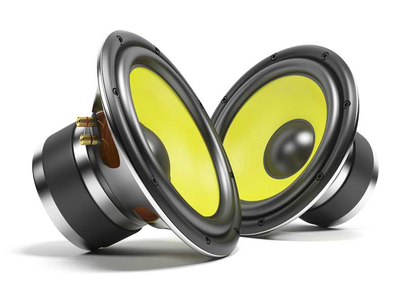 yellow speakers